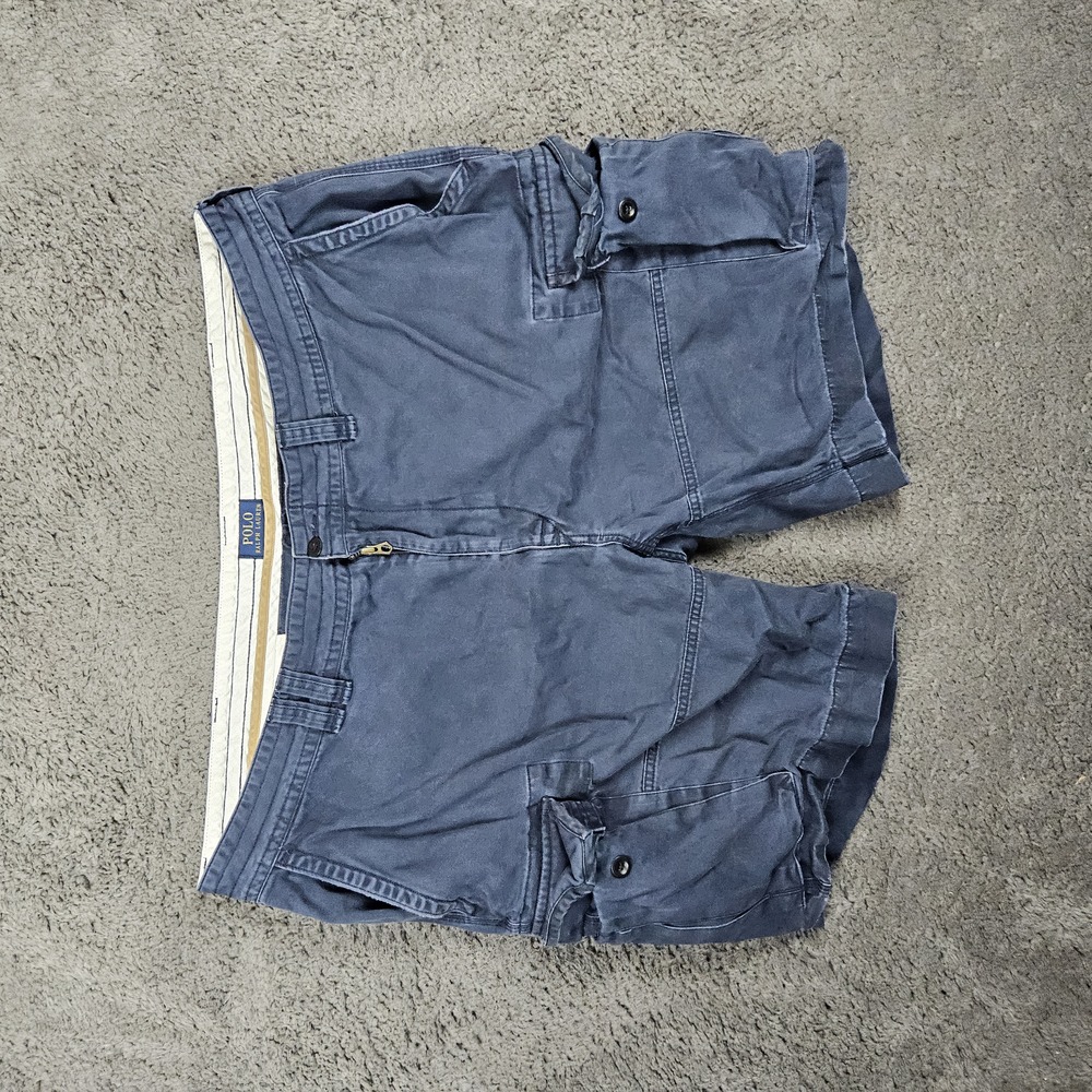 Polo Ralph Lauren Shorts Mens 46B Blue Cargo Military Utility Streetwear Vintage